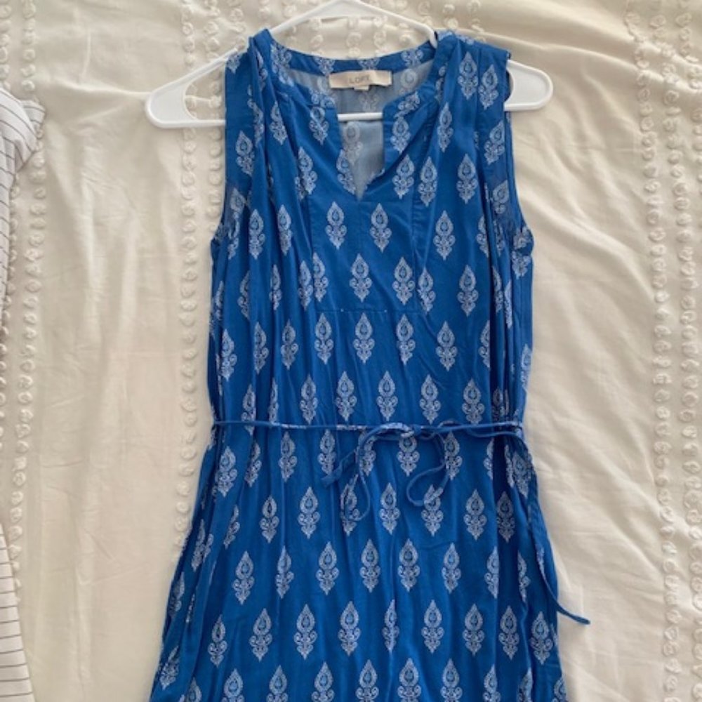 Loft Blue Boho Mini Dress, Size XS